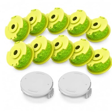 Eventronic 0080 Weed Wacker String Replacement Compatible with Ryobi ONE 18V 24V Weed Eater AC80RL3 String Trimmer Refill Twisted Line Spool Replacement for Ryobi Edger 10 Spools 2 Caps