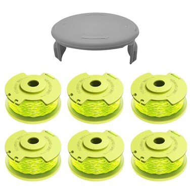 FrauSonne Weed Wacker String Compatible for Ryobi One Plus AC80RL3 11ft 0080 String Trimmer Refill Replacement Spool Line with Ryobi 18V 24V 40V Trimmers 6 Spools 1 Cap
