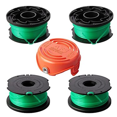 Eyoloty SF080 Trimmer Replacement Spools Compatible with Black Decker SF080BKP GH3000 GH3000R LST540 LST540B Weed Eater 20ft 0080 Edger Refills with 90583594 Cover Cap 4 Spool 1 Cap