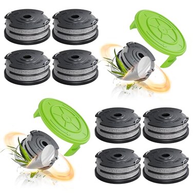 YWTESCH 12 Pack 0065 Trimmer Line Compatible with Greenworks Weed Wacker 18Ft String Trimmer Refill Dual Line Weed Eater String Replacement Spool 10Pack Cap Cover2Pack