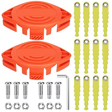 Eyoloty 2 Pack AF100 Polycarbonate Replacement Head Blades Compatible with Black Decker GH912 GH900 GH600 GH400 GH500 String Trimmerswith 12 Pack Flexible Replacement Blades Screw Parts 21 Pack