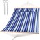 SUNCREAT Hammocks Quilted Fabric Hammock Double Hammock with Spreader Bar Soft Pillow Max 475lbs Capacity Blue Stripes