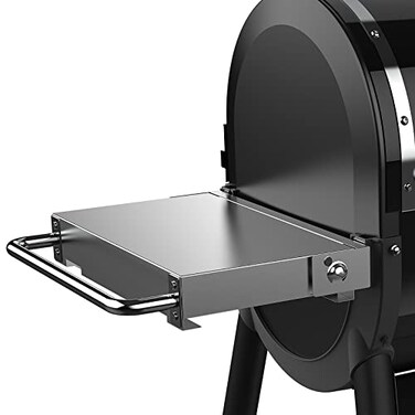 Weber SmokeFire Folding Side Table Silver Add 200 sq in Extra Workspace with Builtin Bottle Opener Easy Prep Space Storage