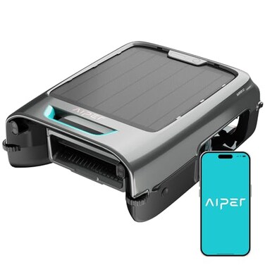 AIPER EcoSurfer S2 Solar Powered Pool Surface Skimmer Robot with APP Support 247 Continuous Cleaning Dual Charging Modes Smart Obstacle Avoidance 150um Filtration OTA Upgrade Gray