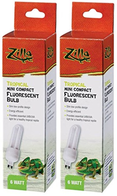 Zilla 2 Pack Mini Compact Tropical Fluorescent Bulb 6 Watt