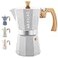 GROSCHE Milano Moka pot Stovetop Espresso maker Greca Coffee Maker Stovetop coffee maker and espresso maker percolator Grey 6 cup