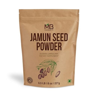 MB Herbals Jamun Seed Powder 227G 8 oz Eugenia jambolana Java Plum Sd 75 Days Supply