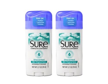 Sure Deodorant Original Solid Unscented 27 oz 2 pk