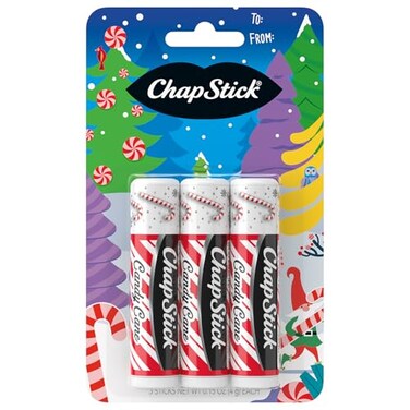 ChapStick Lip Balm Candy Cane 3Count Fresh Minty Lip Moisturizer Stocking Stuffer 015 Oz Ea