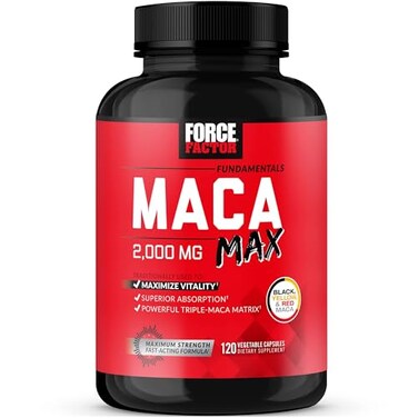 Force Factor Maca Max Maca Root Capsules to Maximize Vitality Performance Made with Black Maca Red Maca Yellow Maca Powder Maca Root Powder 2000mg 120 Capsules