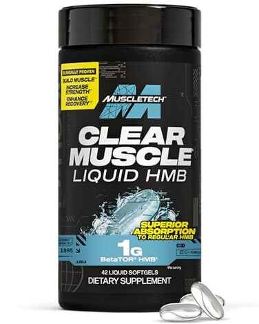 MuscleTech Muscletech HMB Supplements 1000mg Clear Muscle 42 Liquid Softgels Highest Grade HMB for Lean Muscle RecoveryHMB Free Acid Muscle SupplementHelp Decrease Muscle Breakdown Packaging May Vary
