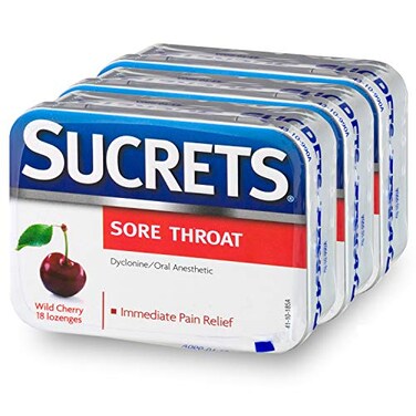 Sucrets Sore Throat Lozenges Wild Cherry Flavor 3 Pack 18 Count Each