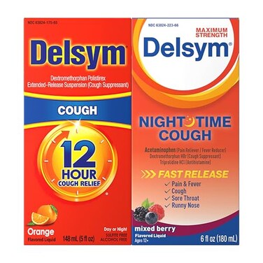 Delsym 12 Hour Cough 5 oz and Nighttime Fast Relief 6oz Combo Pack