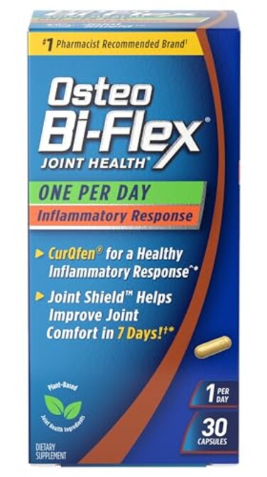 Osteo Bi-Flex Osteo BiFlex One Per Day Inflammatory Response CurQfen PlantBased Supplement Improve Joint Function Strength Flexibility Mobility 30 Capsules