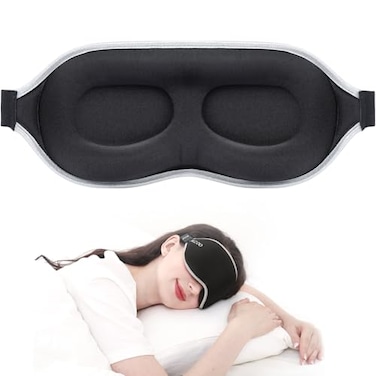 MZOO Luxury Sleep Mask for Back Side Sleeper Complete Light Blocking Sleeping Eye Mask Night Blindfold 3D Zero Pressure Spacious for Lash Extensions Breathable Soft Eye Cover Flight Nap Travel