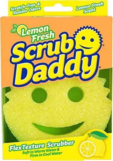 Scrub Daddy Sponge Lemon Fresh Scent ScratchFree Multipurpose Dish Sponge BPA Free Made with Polymer Foam Stain Odor Resistant Kitchen Sponge 1 Count