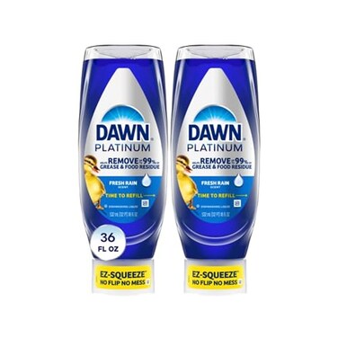 Dawn Platinum EZSqueeze Dish Soap Dishwashing Liquid Fresh Rain 2x18oz Bundle