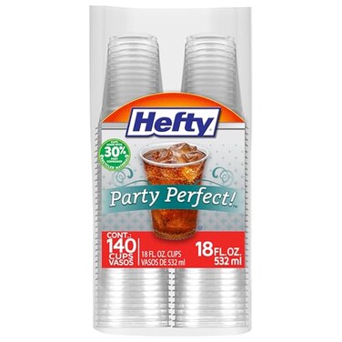 Hefty Party Perfect Clear Plastic Cups 18 Ounce 140 Count