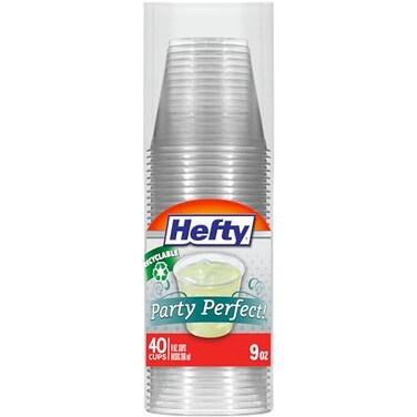 Hefty Deluxe Clear Plastic Party Cups 9 Ounce 40 Count