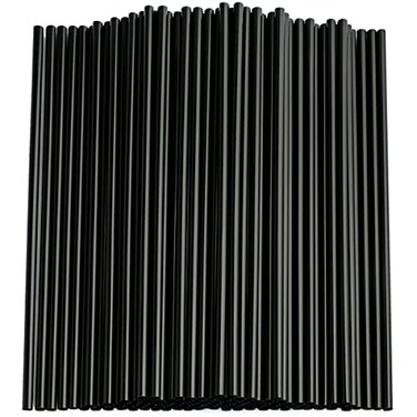 CVNDKN Black Straws100 Pcs Long Disposable Plastic Drinking Straws 023diameter and 102longBlack