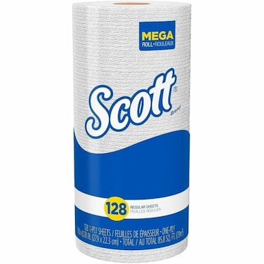 Kimberly-Clark SCOTT Perforated Kitchen Towel Rolls 8 78 x 11 White 128Roll