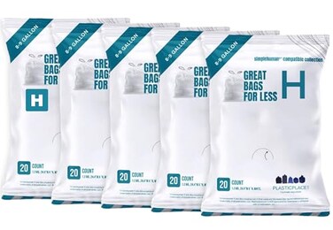 Plasticplace Custom Fit Trash Bags Compatible with simplehuman Code H Packs White Drawstring Garbage Liners 89 Gallon 185 x 28 20 Count5 Pack