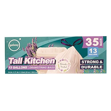 GALAXY Galaxy 13 Gallons Drawstring Tall Kitchen Bag Lavender Scent 35 Count