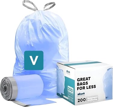 Plasticplace Custom Fit Trash Bags Compatible with simplehuman Code V 100 Count Tinted Blue Drawstring Garbage Liners 4248 Gallon 159182 Liters 145 x 275
