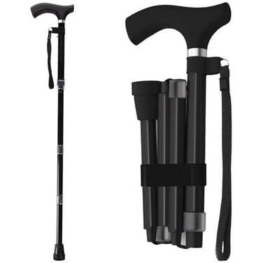 Switch Sticks Walking Cane for Men or Women Foldable and Adjustable from 3237 Inches FSA and HSA Eligible Luxury Plain Black