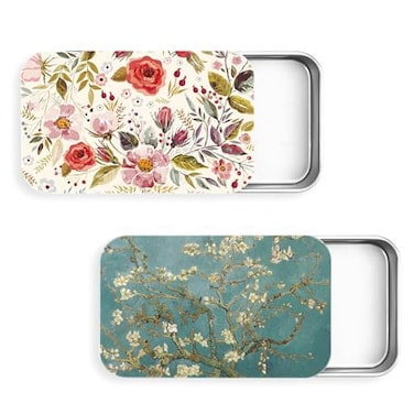 Gerkia 2Pack Travel Floss Picks Case Refillable Portable Floss Pick Holder and Dispenser Small Tin Box Containers