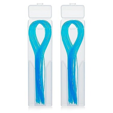WLLHYF Dental Floss Threader Multifunctional Nylon Loop Design for Your Teeth Deep Clean Floss for Braces Bridges Implants 100 Count 2 Pack Blue