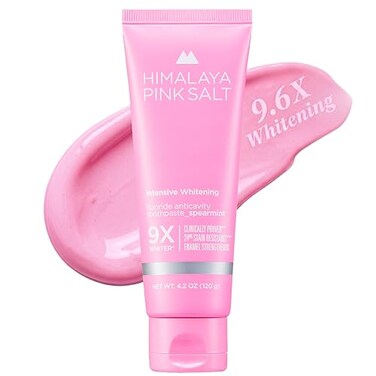 HIMALAYA PINKSALT Intensive Whitening Toothpaste Teeth Whitening Deep Stain Remover with Fluoride Appropriate for Sensitive Teeth Peroxide Free Pink Toothpaste Spearmint Flavor 42 oz