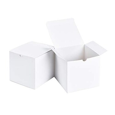 SHIPKEY 10 Pcs White Cardboard Gift Boxes with lids 6x6x6inch Square Boxes Medium Gift Boxes Suitable for Party Wedding Christmas Holidays Birthdays and All Other Occasions