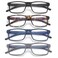 JAWSOCK 4 Pack Reading Glasses Blue Light Blocking for Men Women Rectangular Frame Computer Readers with Spring Hinge Anti EyestrainUV Ray Eyeglasses 20x