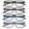 JAWSOCK 4 Pack Reading Glasses Blue Light Blocking for Men Women Rectangular Frame Computer Readers with Spring Hinge Anti EyestrainUV Ray Eyeglasses 20x