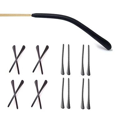 OPUGIT 8 Pairs Eyeglass End Tips Ear Sock Pieces AntiSlip Tube Replacement Tips Silicone for Thin Metal Eyeglass Legs 4 Black4 Gray