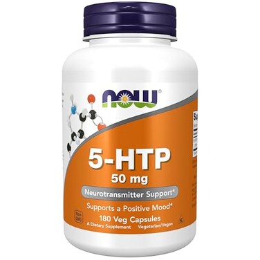 NOW Foods Supplements 5HTP 5hydroxytryptophan 50 mg Neurotransmitter Support 180 Veg Capsules