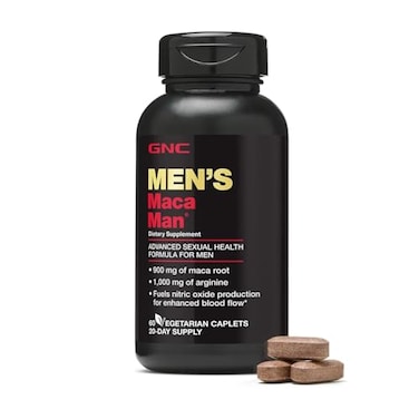 GNC Maca Man Maca Root Arginine for Enhanced Blood Flow 60 Vegetarian Capsules