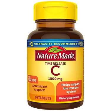 Nature Made Vitamin C 1000 mg Time Release Tablets with Rose Hips 60 Count to Help Support the Immune System