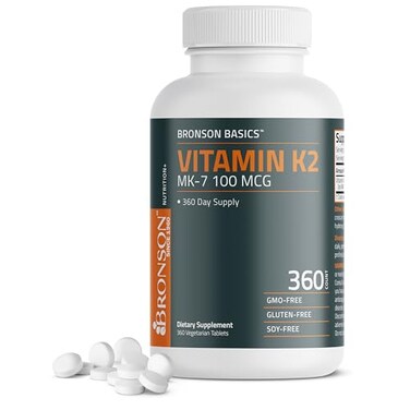 Bronson Vitamin K2 MK7 100 MCG K2 as MK7 Menaquinone Bone Support 360 Tablets