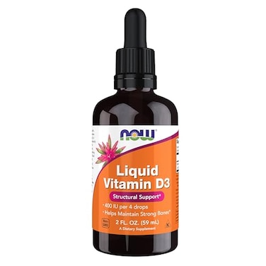 NOW Foods Supplements Liquid Vitamin D3 Strong Bones Structural Support 2Ounce