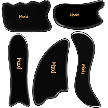 Maxdot 5 Pieces Gua Sha Massage Tools Set Scraping Massage Tools Guasha Stone for Face Back Neck Physical Therapy