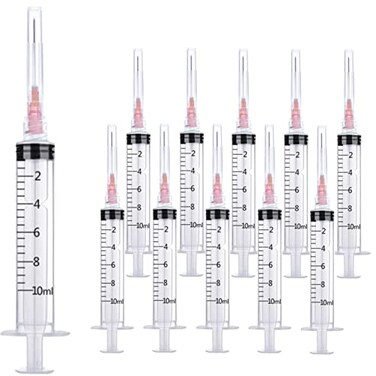 Sirulken 25 Pack 10ml 18Ga Lab Syringe Tools with Measurement Individually Packed