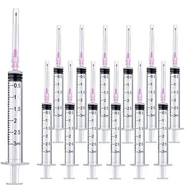 Sirulken 25 Pack 3ml 18Ga Lab Syringe Tools with Measurement Individually Packed