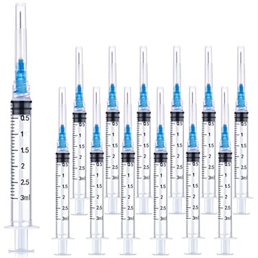 Sirulken 25 Pack 3ml 23Ga Lab Syringe Tools with Measurement Individually Packed