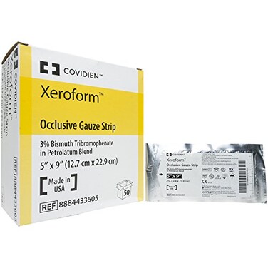 FIVECUBS Xeroform Petrolatum Dressing 5 x 9 Sterile 50 Count per Box