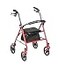 Drive Medical Rollator Walker with Seat Stable Mobility Support Height Adjustable Durable Steel Frame Construction Smooth 75 Wheels Foldable Frame 350 Lb Limit Red