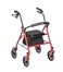 Drive Medical Rollator Walker with Seat Stable Mobility Support Height Adjustable Durable Steel Frame Construction Smooth 75 Wheels Foldable Frame 350 Lb Limit Red