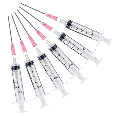 Wikult 6PCS 5MLCC Ink Filling Plastic Syringe with Blunt Stainless Needle Tip for Fountain Pen Printer