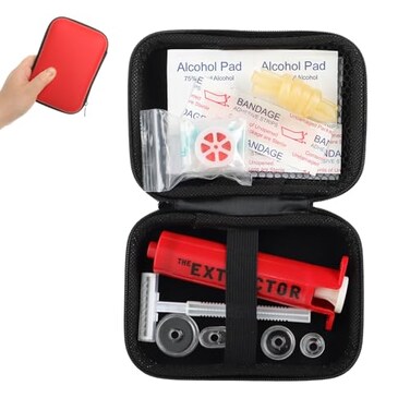 Gvhntk Snake Bite Kit Sting Kit Venom Extractor Suction Pump Emergency Sting Bite Kit First Aid Supplies for Backpacking Camping and Hiking Red